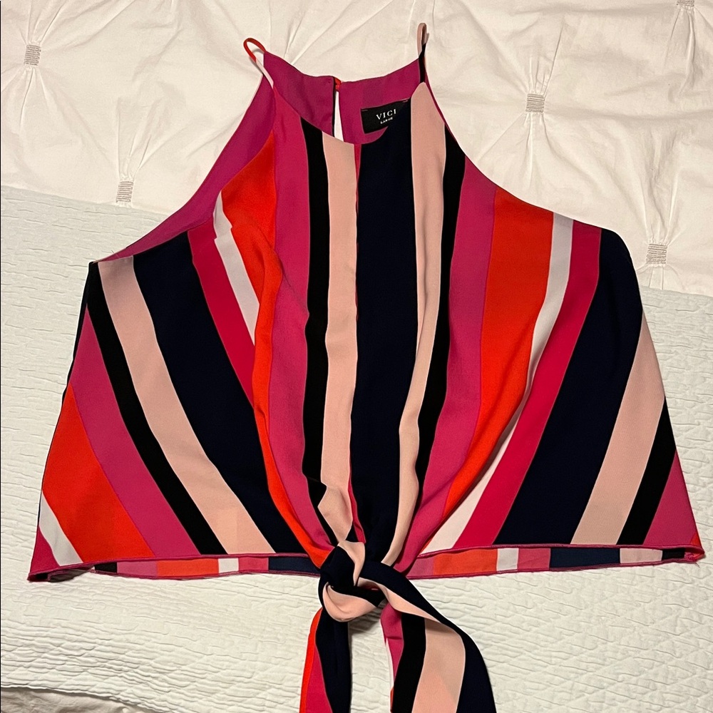 Vici Bold Striped Tank Top in Pink and Red